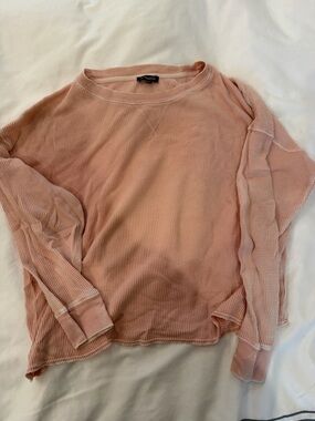 Splendid Light Pink Waffle Knit Long Sleeve Top